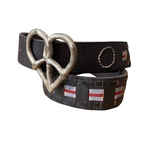 Tailor Vintage Heat Buckle Woven Leather Belt - Size Small - Picture 4 of 5